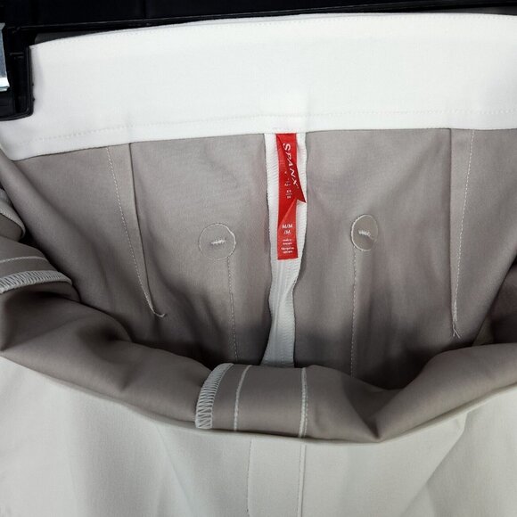 Spanx Pants Ankle Straight White Silver Lining Body Shaping Medium Pull Ons - Picture 12 of 16